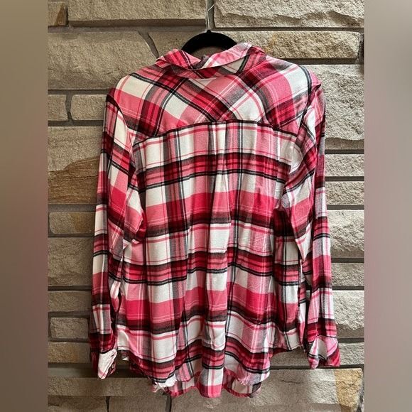 Torrid Lizzie Softest Flannel Shirt Button Up Pink Black White 1x - Picture 3 of 8